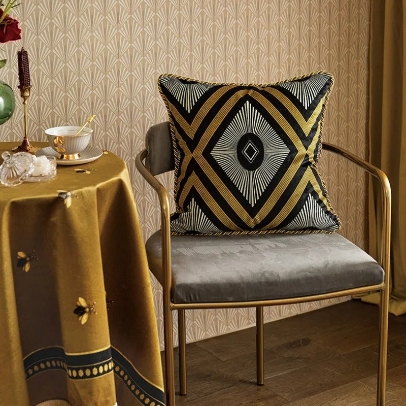 Golden Bee Cushion Cover - Luxe Gold Bee Print