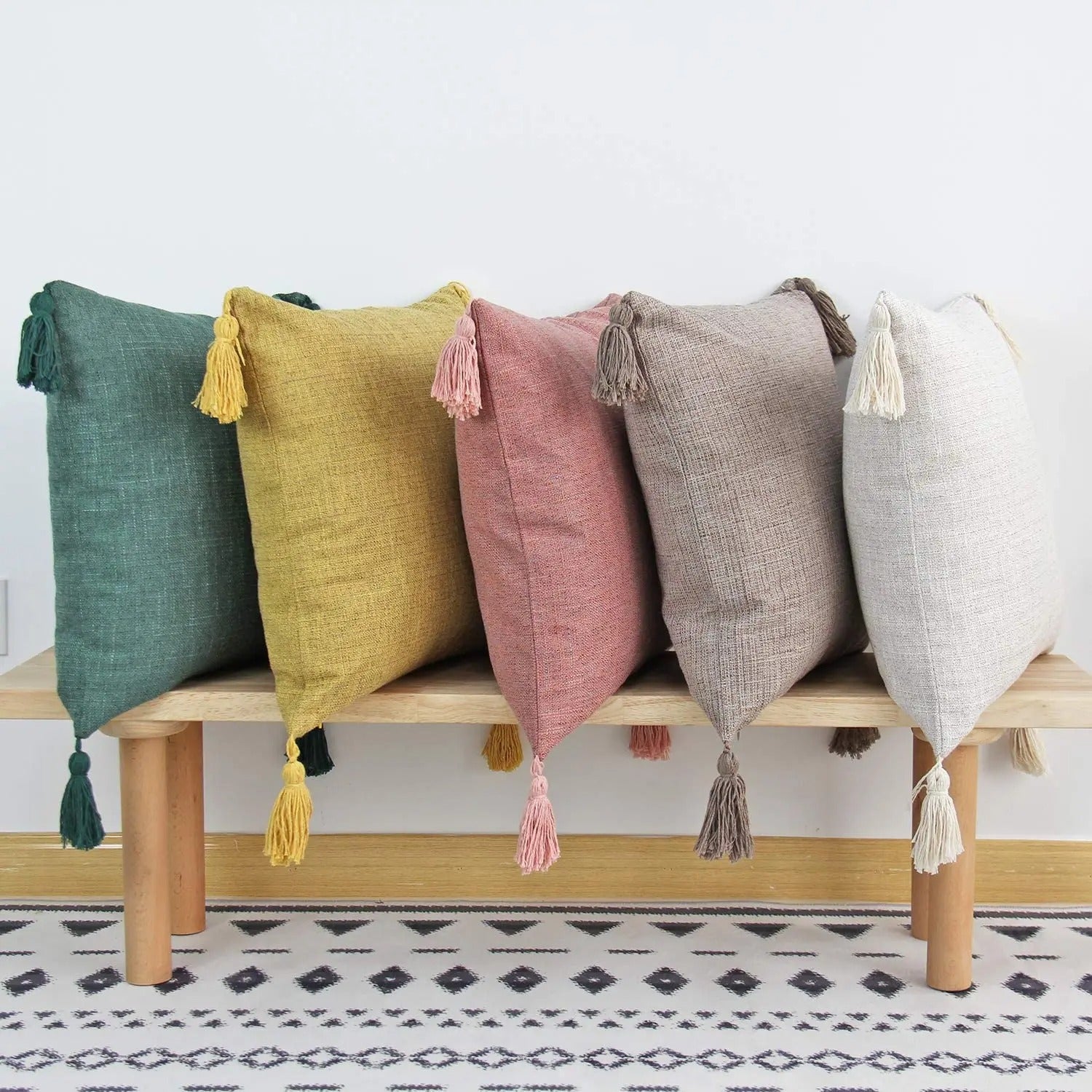 ImperialRest Linen Cushion Cover - Tasseled Accent