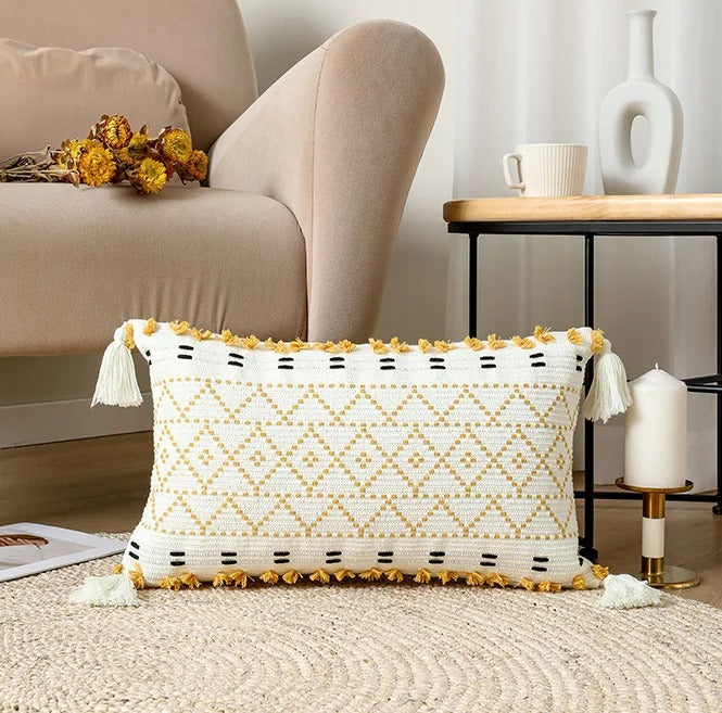 SatinCiel Boho Cushion Cover - Tufted Design