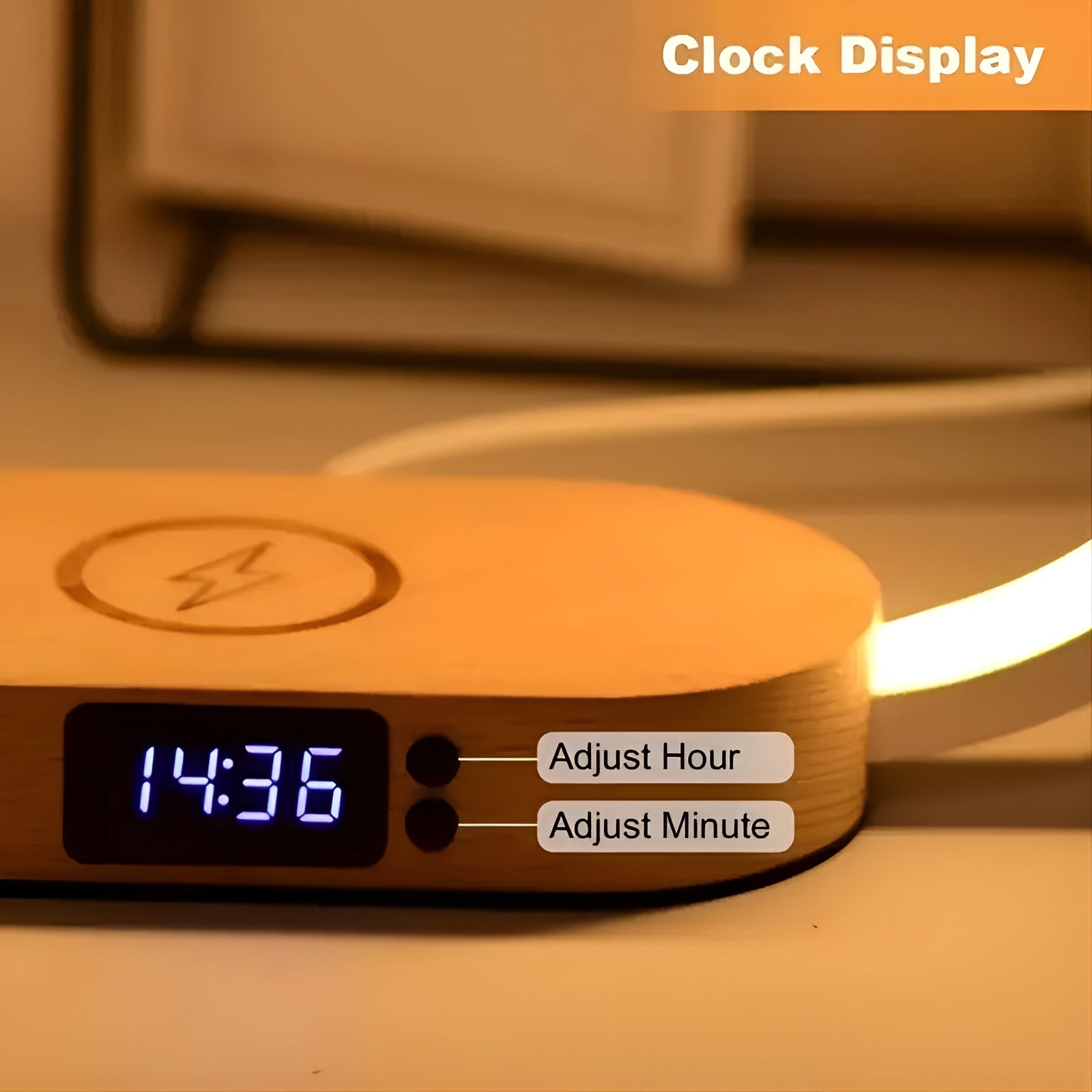 3-in-1 Desk Lamp - Wireless Charger & LED Clock