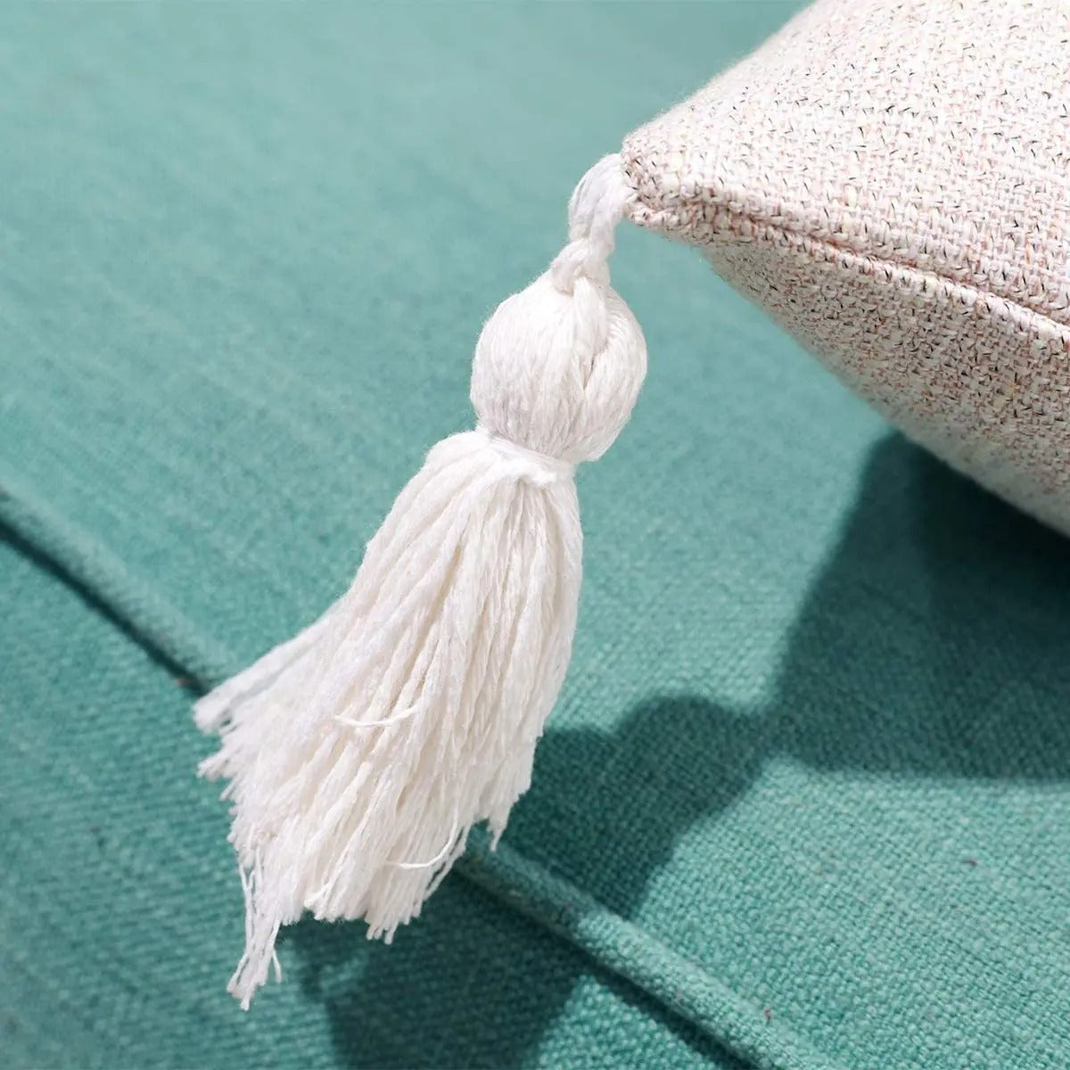 ImperialRest Linen Cushion Cover - Tasseled Accent