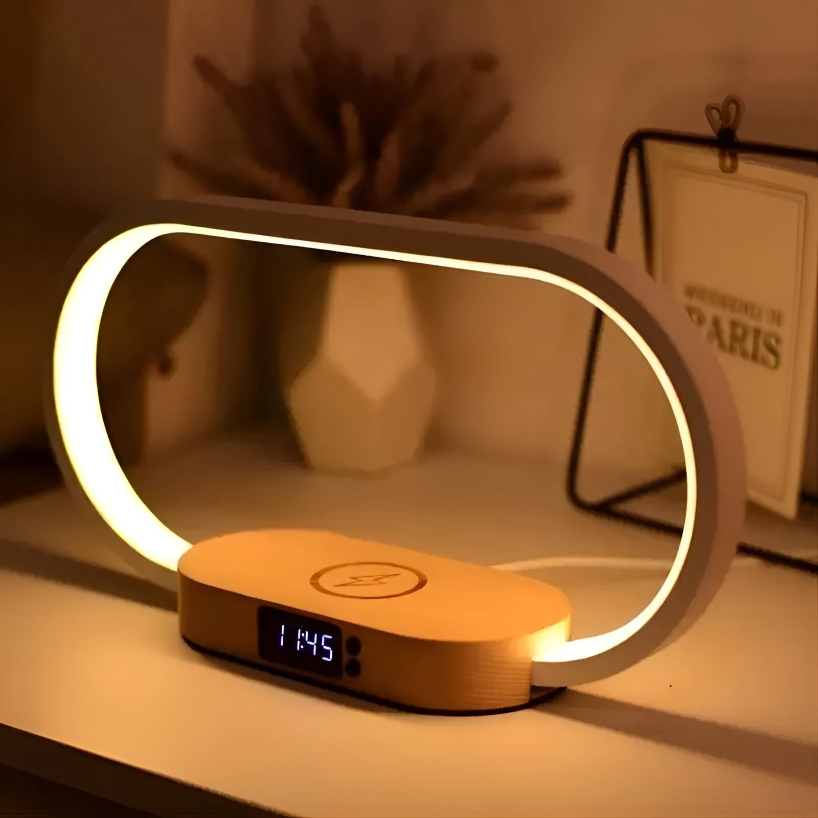 3-in-1 Desk Lamp - Wireless Charger & LED Clock