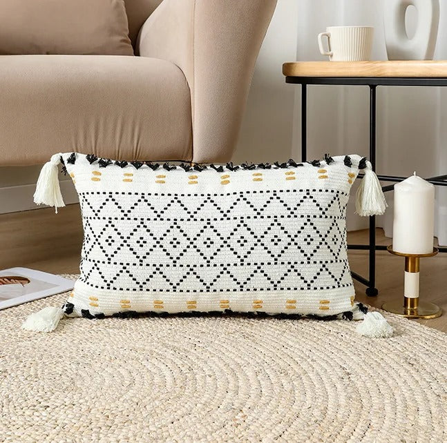 SatinCiel Boho Cushion Cover - Tufted Design