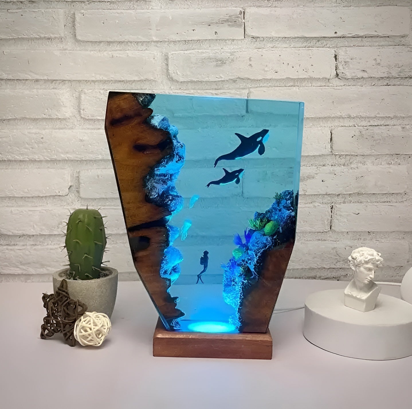 Ocean Resin Table Lamp - Epoxy USB LED Night Light