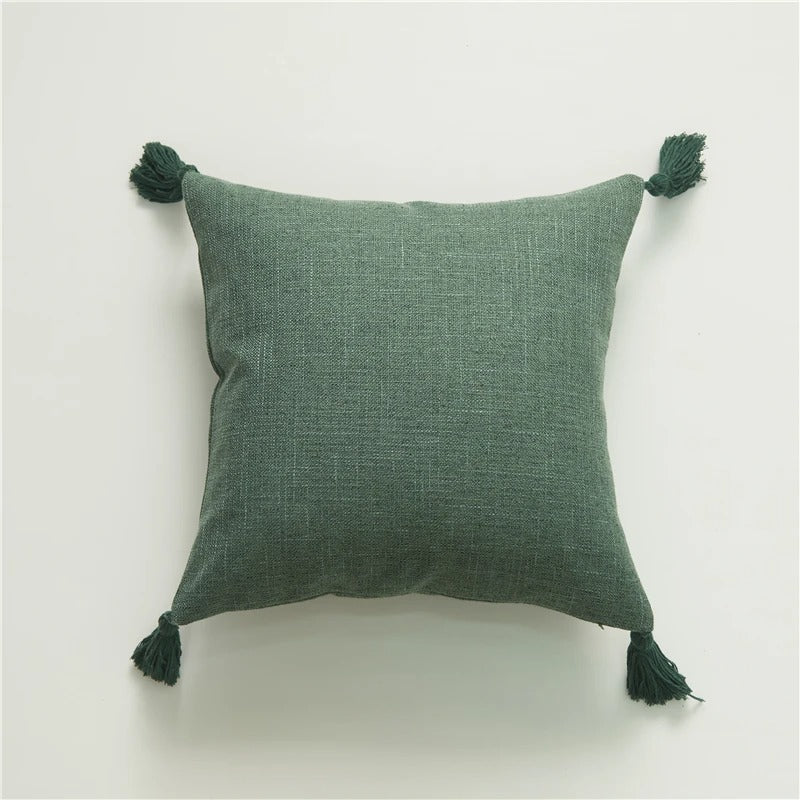 ImperialRest Linen Cushion Cover - Tasseled Accent