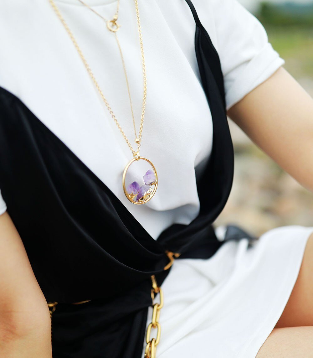 Evelyne Raw Amethyst Necklace