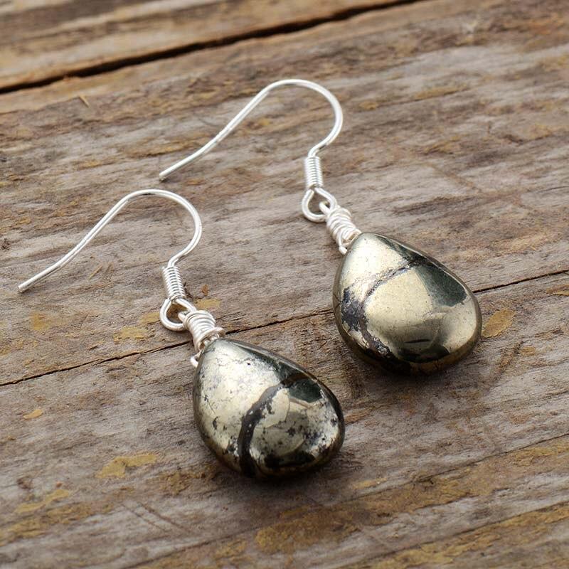 Elara - Pyrite Drop Earrings for Women