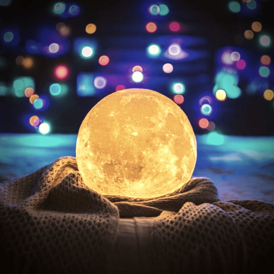 Magic Moon Lamp - Touch LED Light with Wooden Stand