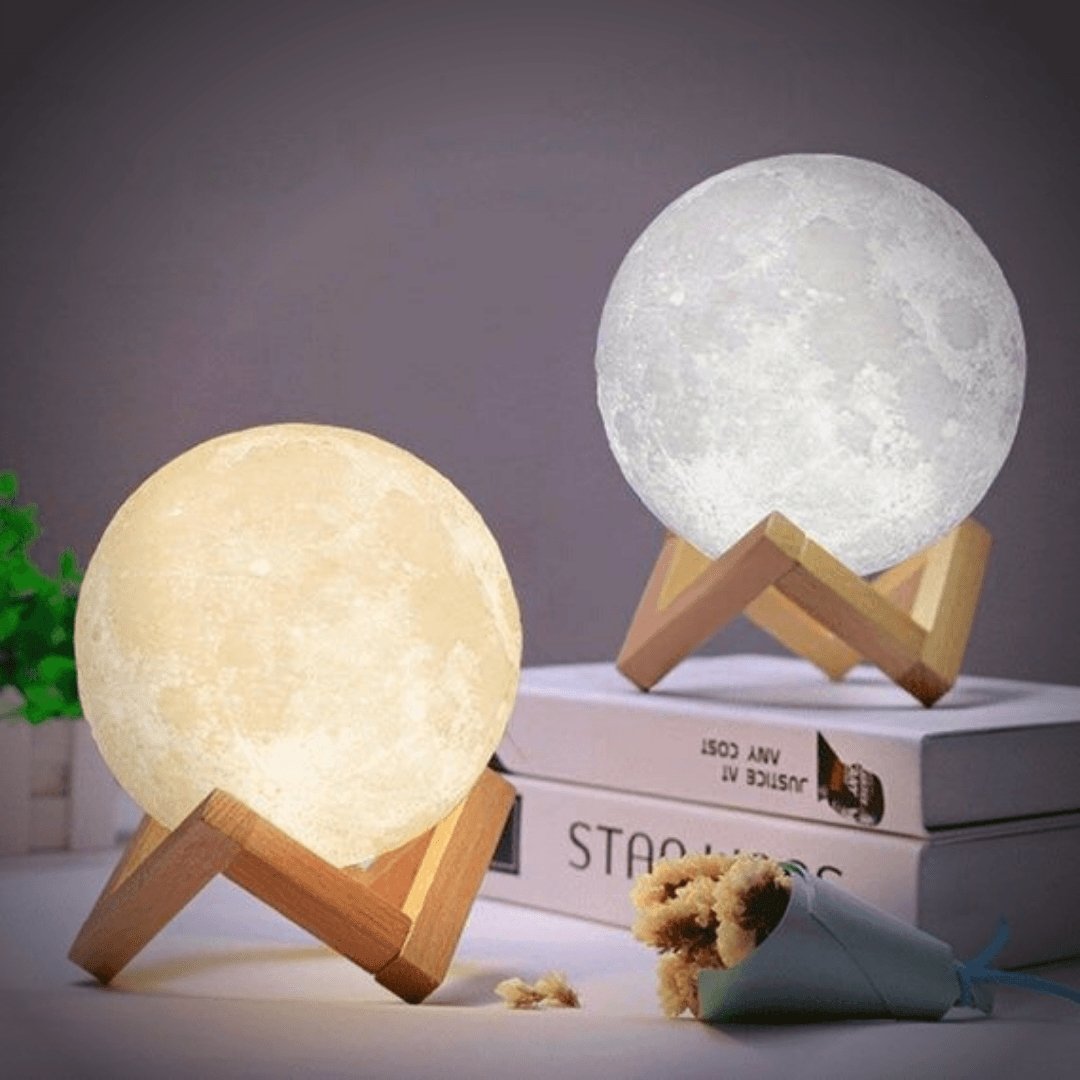 Magic Moon Lamp - Touch LED Light with Wooden Stand