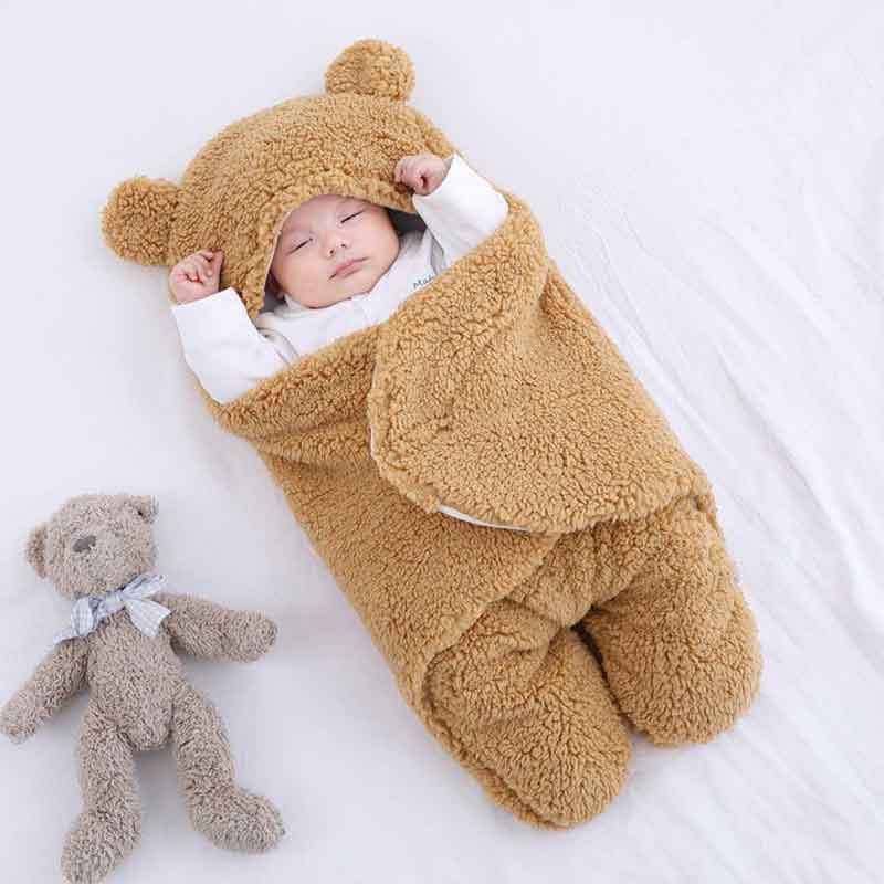 CosyCub - Teddy Fleece Baby Swaddle Sleeping Bag