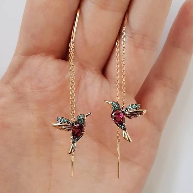 Amalia - Hummingbird Enamel Earrings with Zirconia for Women
