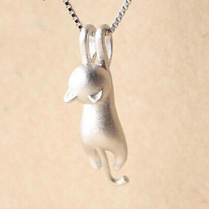 Miyu - Playful Silver Cat Necklace for Women