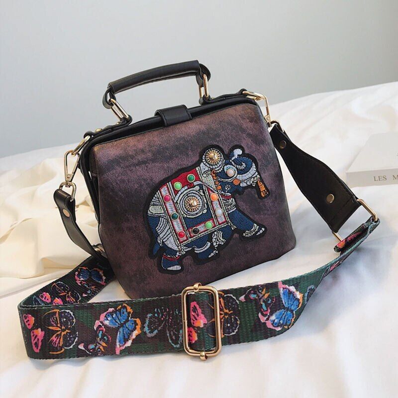 RoxyBag - Luxe Crossbody Bag with Embroidered Elephant Design