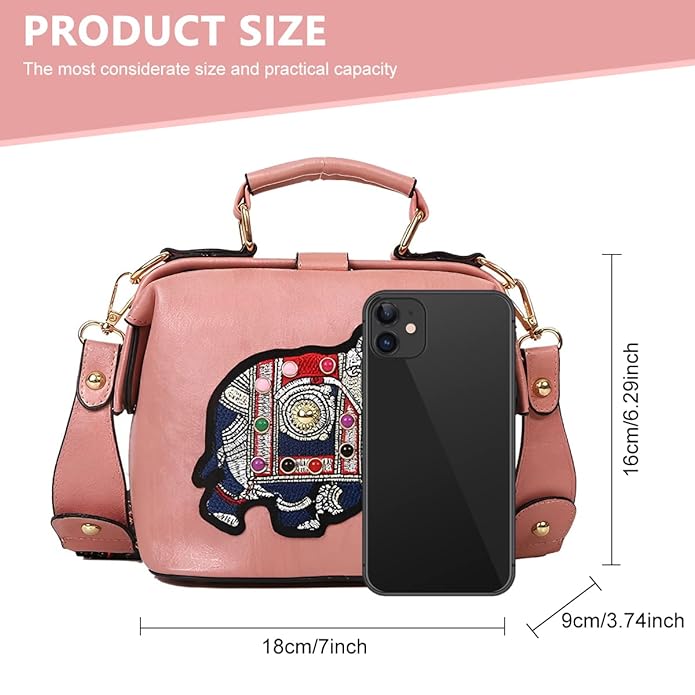 RoxyBag - Luxe Crossbody Bag with Embroidered Elephant Design