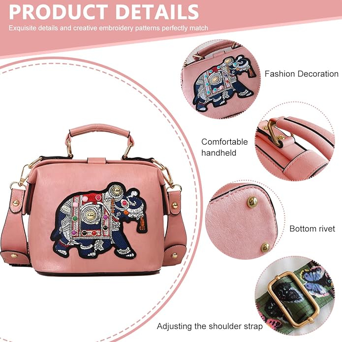 RoxyBag - Luxe Crossbody Bag with Embroidered Elephant Design