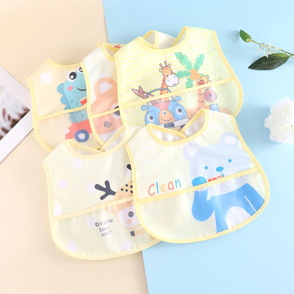 AquaGuard - Adjustable Baby Bibs (Set of 5)