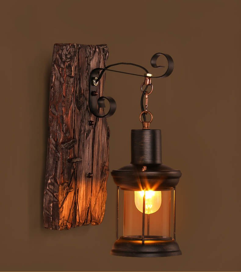 Veritas Wall Lamp - Wooden Base Glass Design
