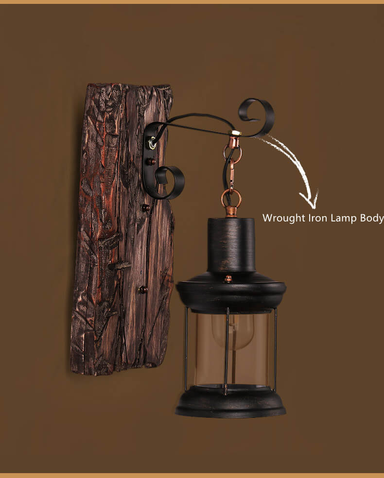 Veritas Wall Lamp - Wooden Base Glass Design