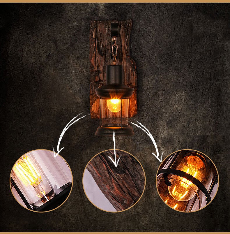 Veritas Wall Lamp - Wooden Base Glass Design