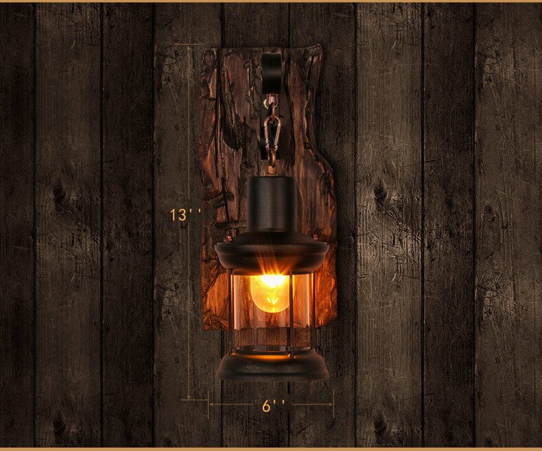 Veritas Wall Lamp - Wooden Base Glass Design
