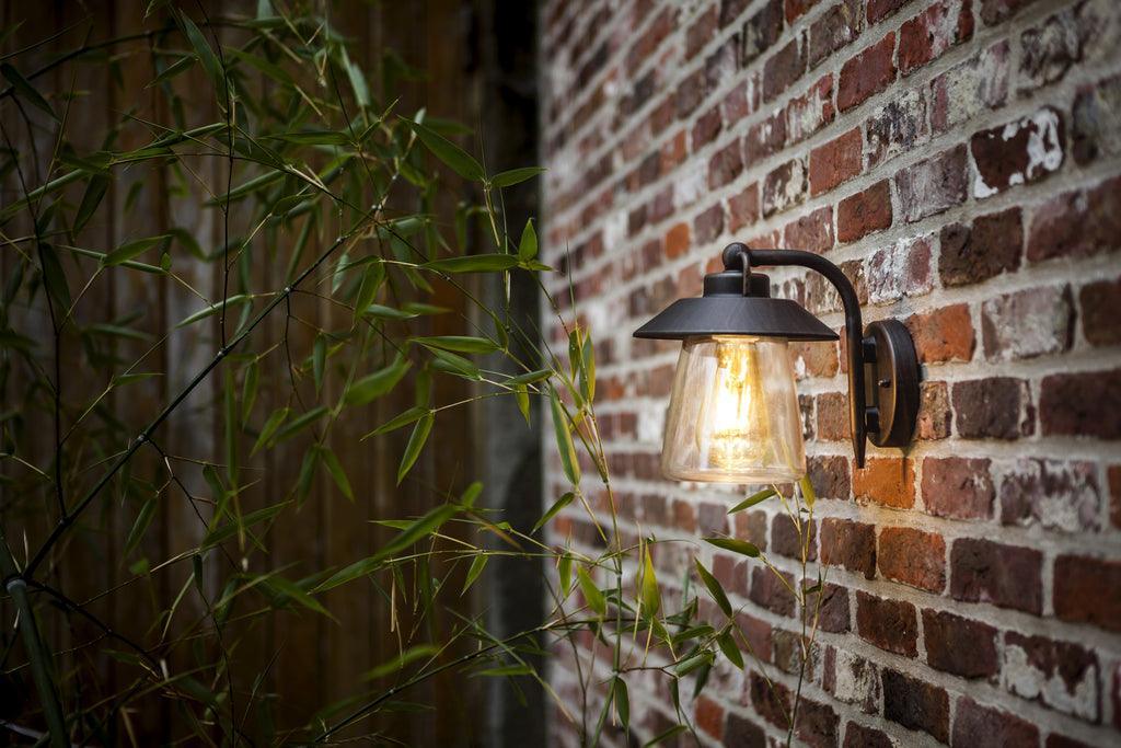 Cate Outdoor Light - Black Glass and Rust LED Wall Lamp