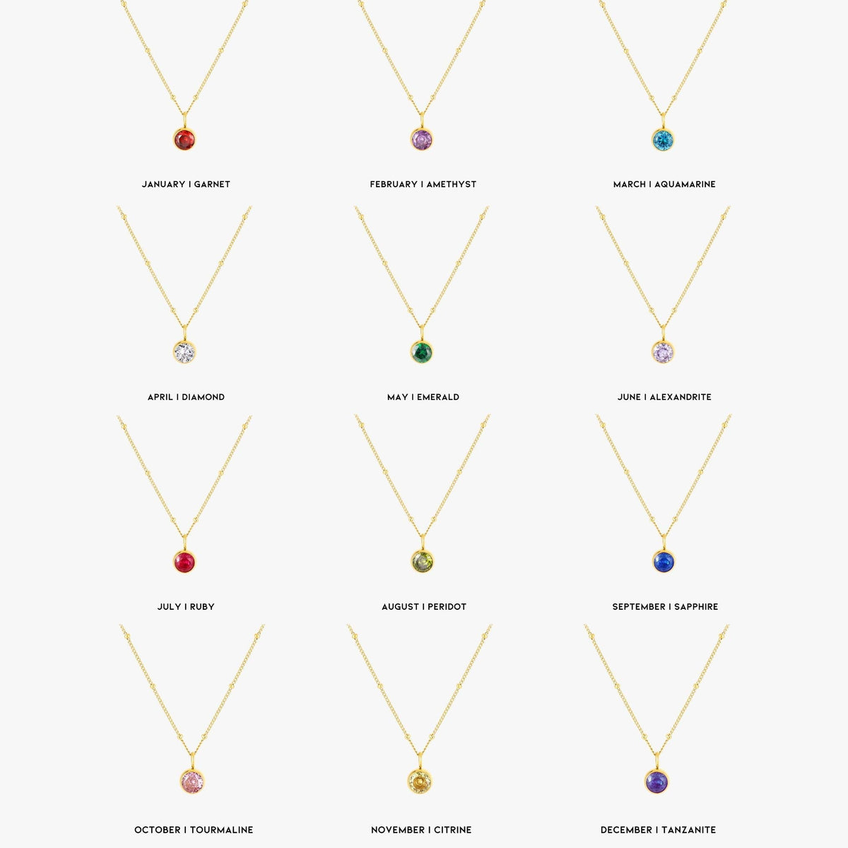 Aurora Birthstone Necklace - Personalised Waterproof Gemstone Pendant