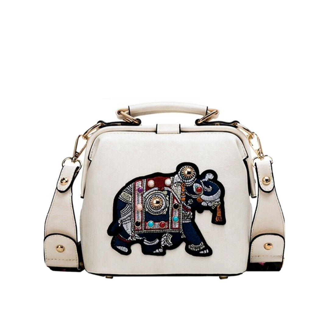 RoxyBag - Luxe Crossbody Bag with Embroidered Elephant Design