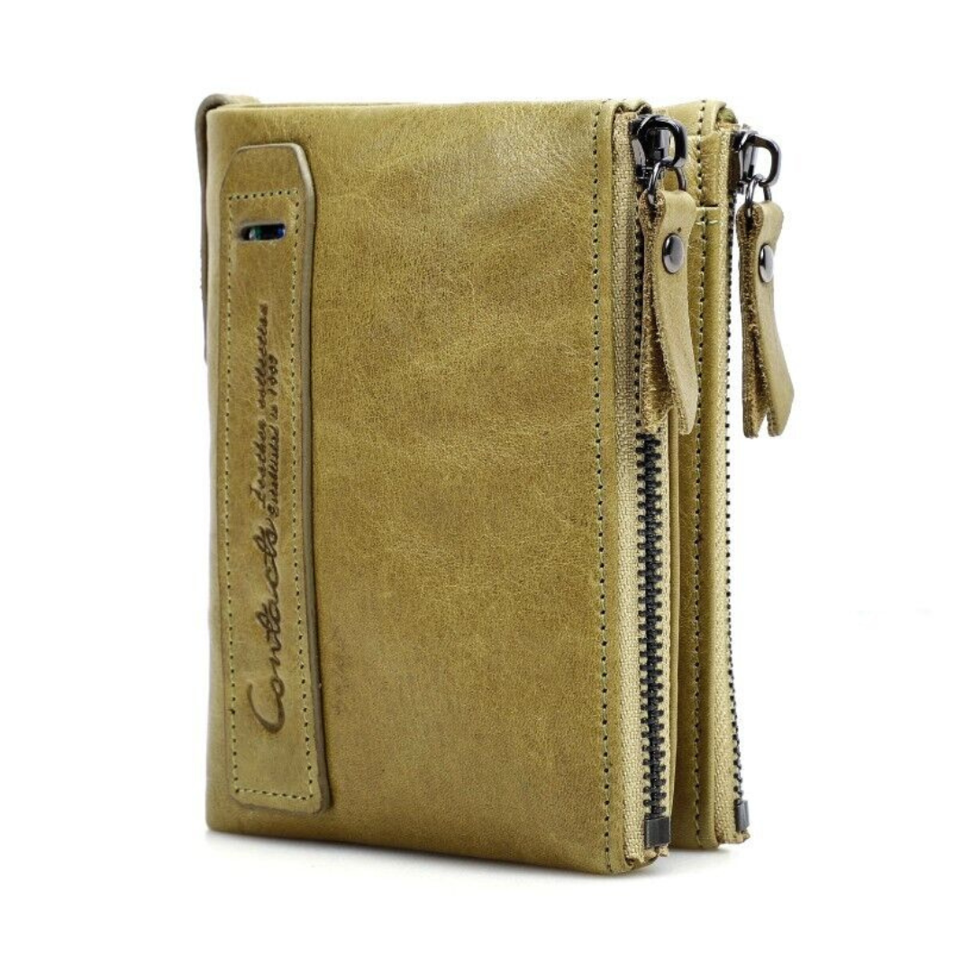 CompactWallet - Double Zip Leather Wallet