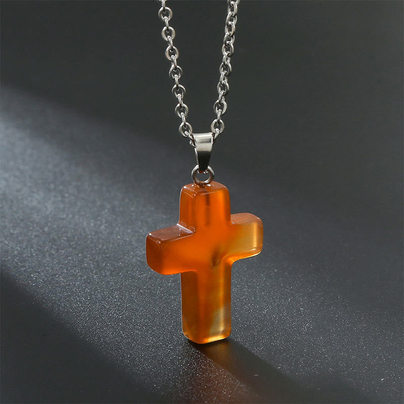 Seraphina - Natural Gemstone Cross Necklace for Women