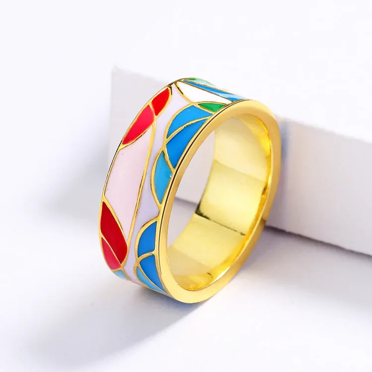 Nadia - Classic Enamel Cubic Zirconia Ring for Women