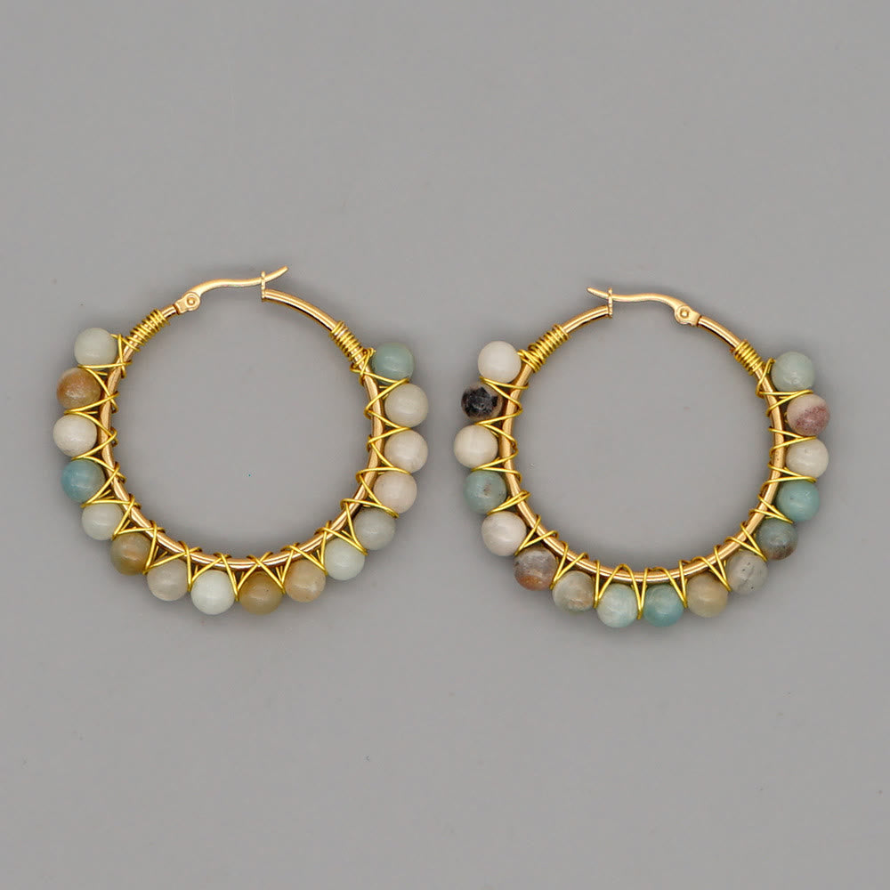 Sanne - Boho Natural Crystal Hoop Earrings for Women