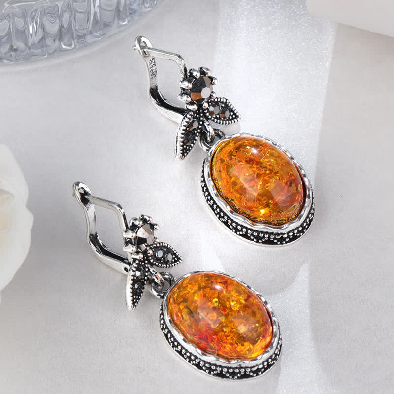 Nora - Vintage Floral Amber Earrings for Women