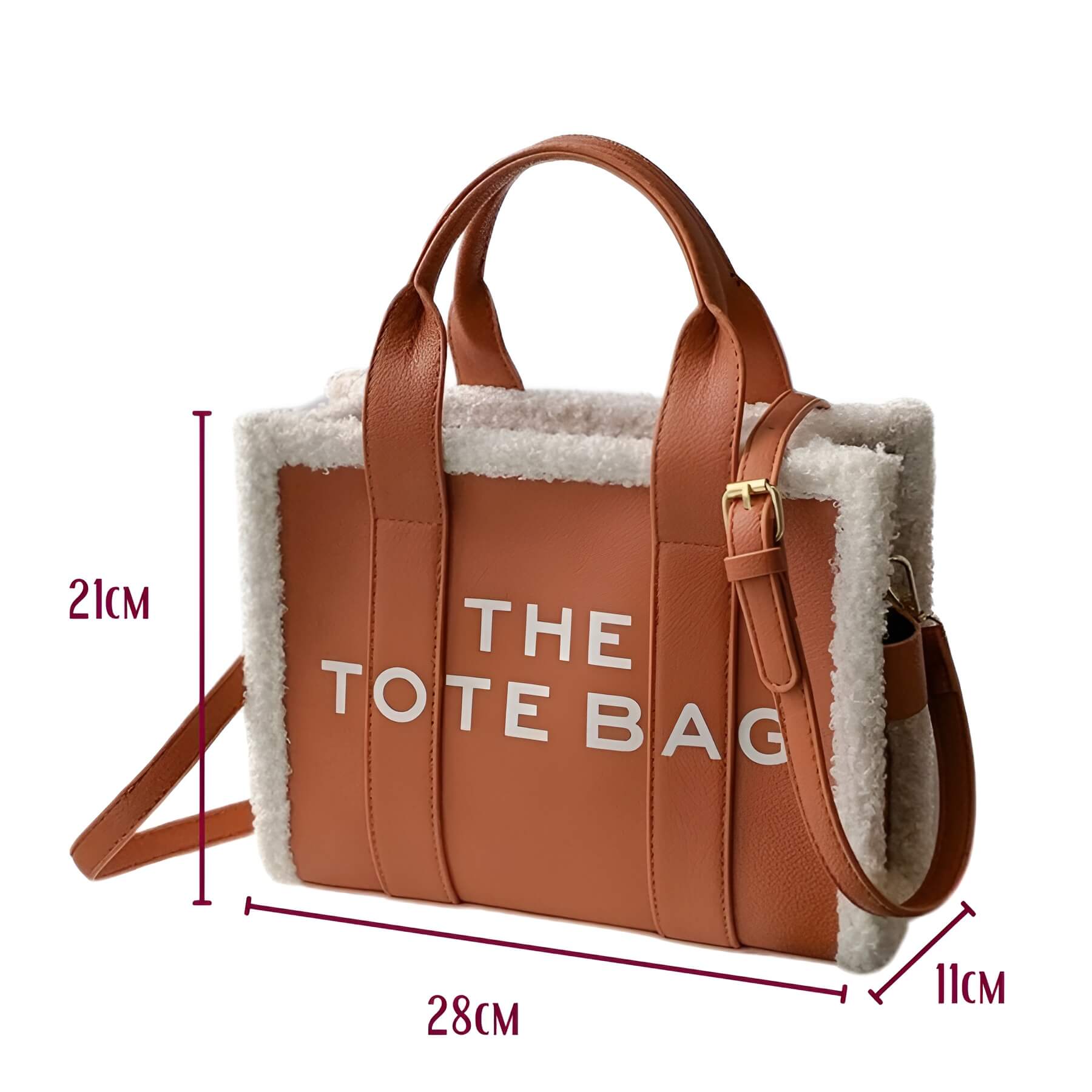 LuxVibe Bag - PU Leather Handbag with Faux Fur Trim