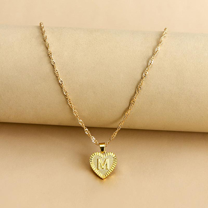 Amara - Gold Heart Initial Necklace for Women