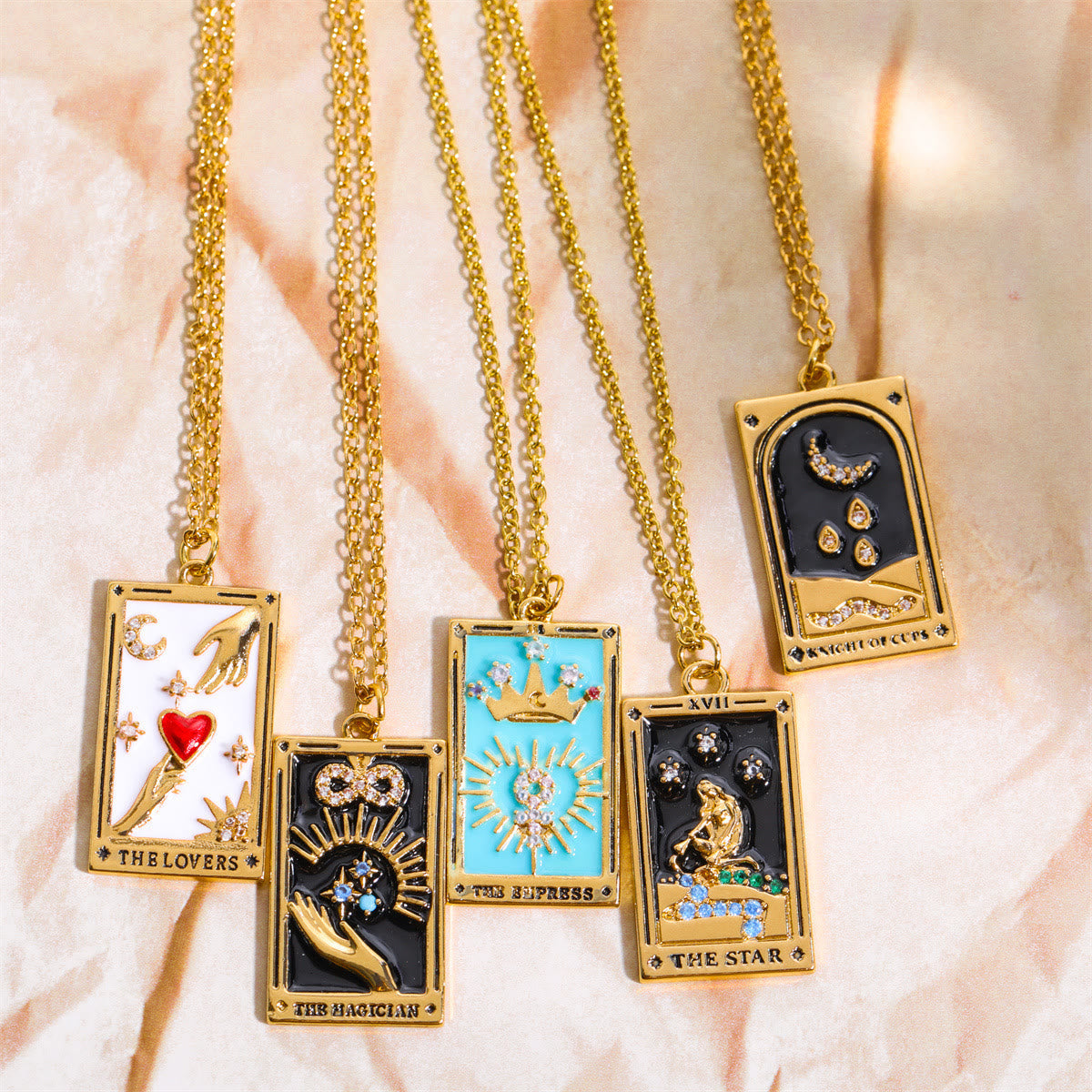 Amara - Tarot Drop Pendant Necklace with Zirconia for Women