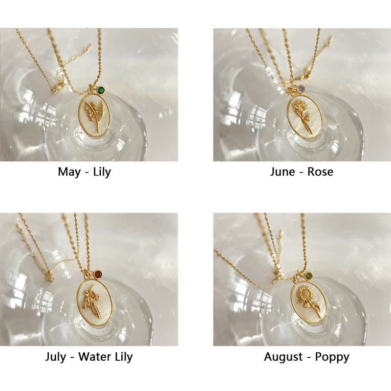 Aurora - Birthstone & Birth Flower Necklace for Women