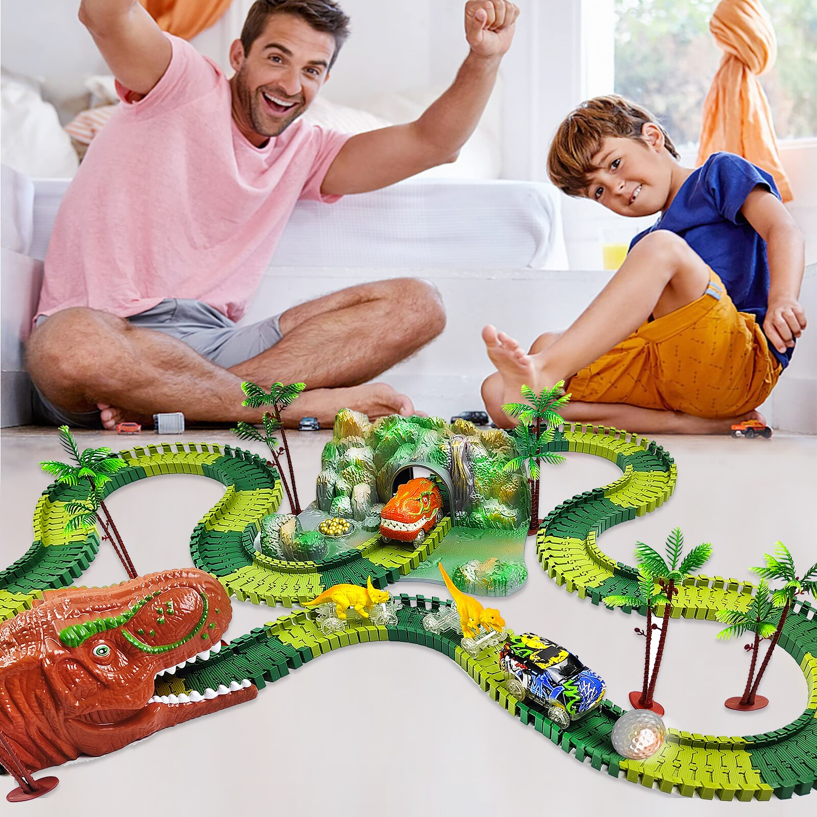 DinoExpress Train Set - Buildable Dinosaur Track Playset for Kids