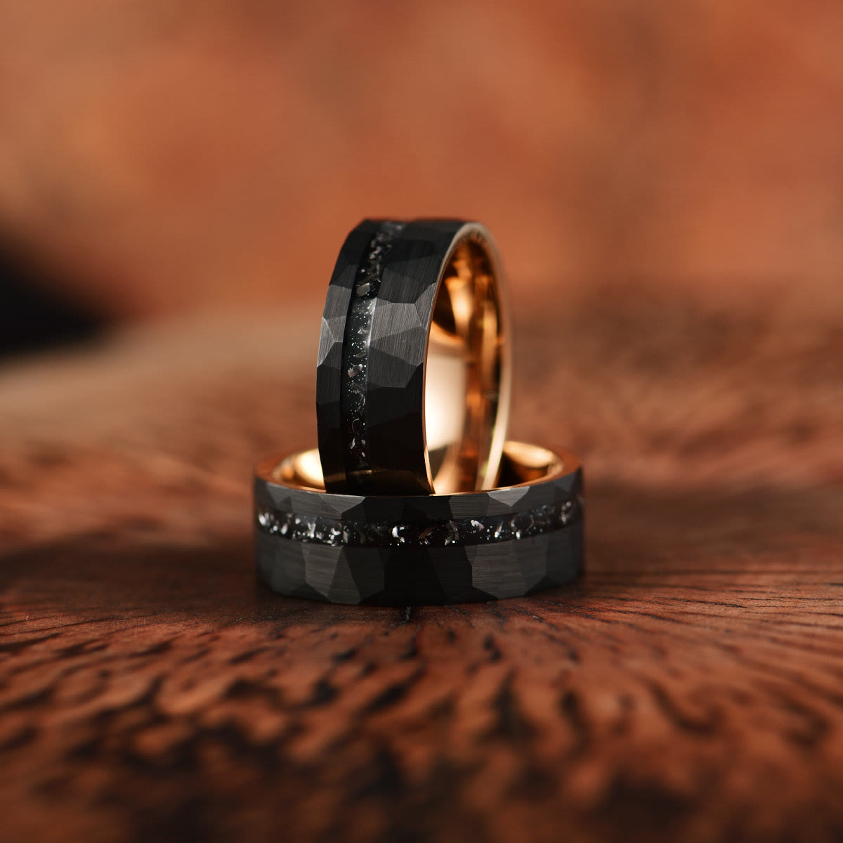 Ares - 8mm Black Tourmaline Tungsten Carbide Ring for Men