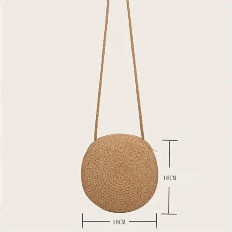 BellaRound Bag - Round Straw Shoulder Bag for Summer