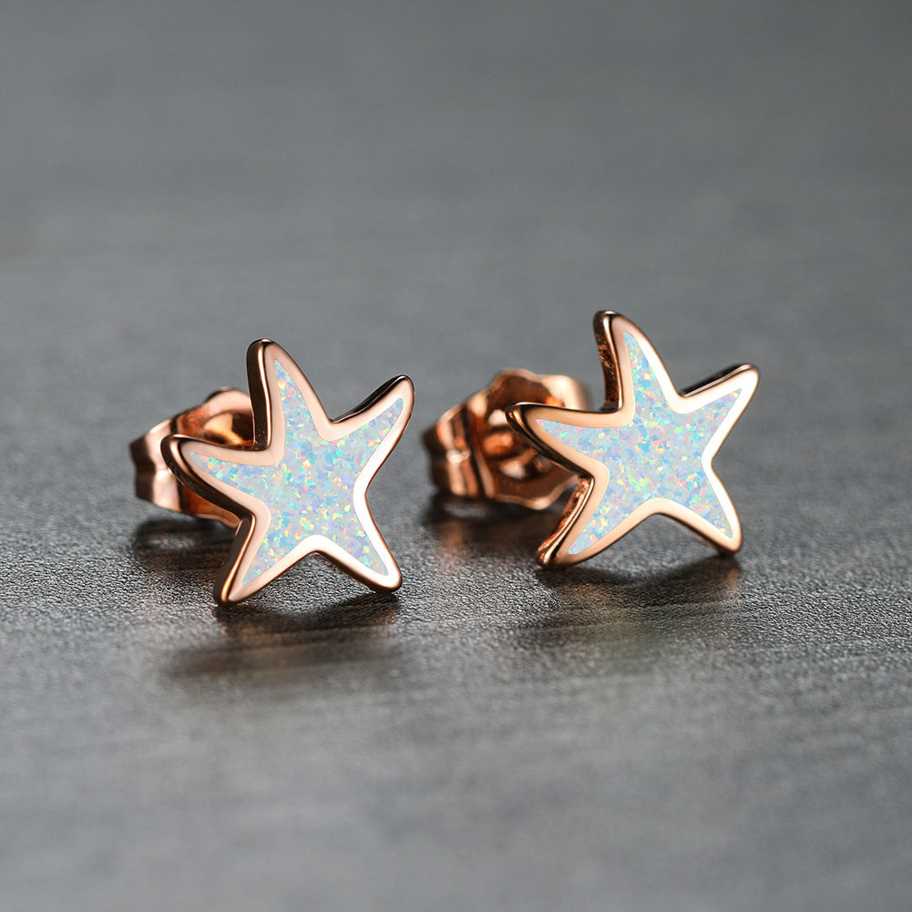 Blue Opal - Starfish Earrings for Women