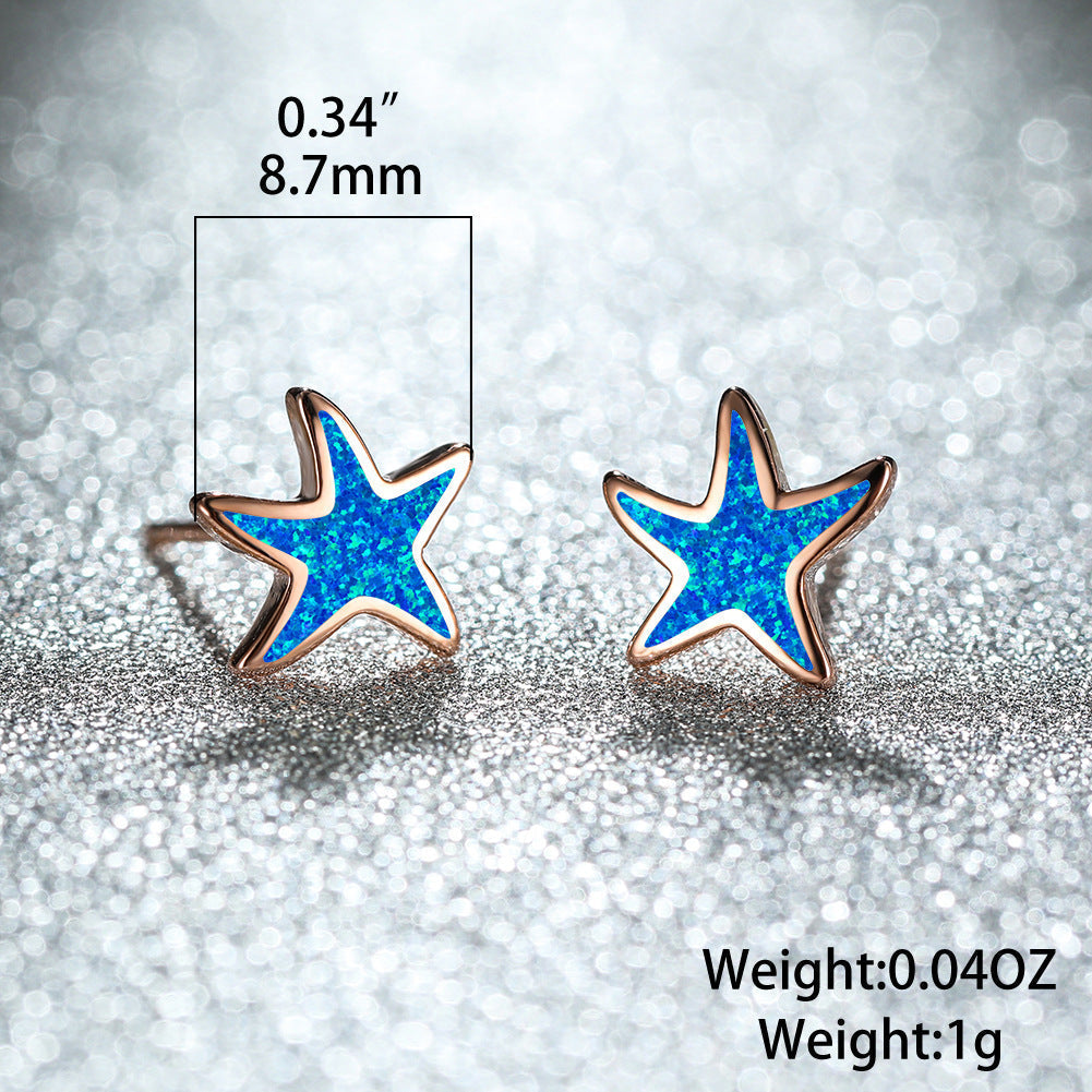 Blue Opal - Starfish Earrings for Women