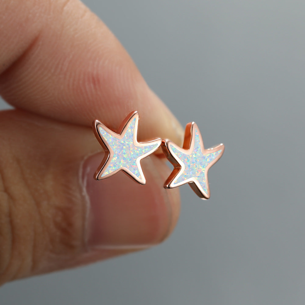 Blue Opal - Starfish Earrings for Women