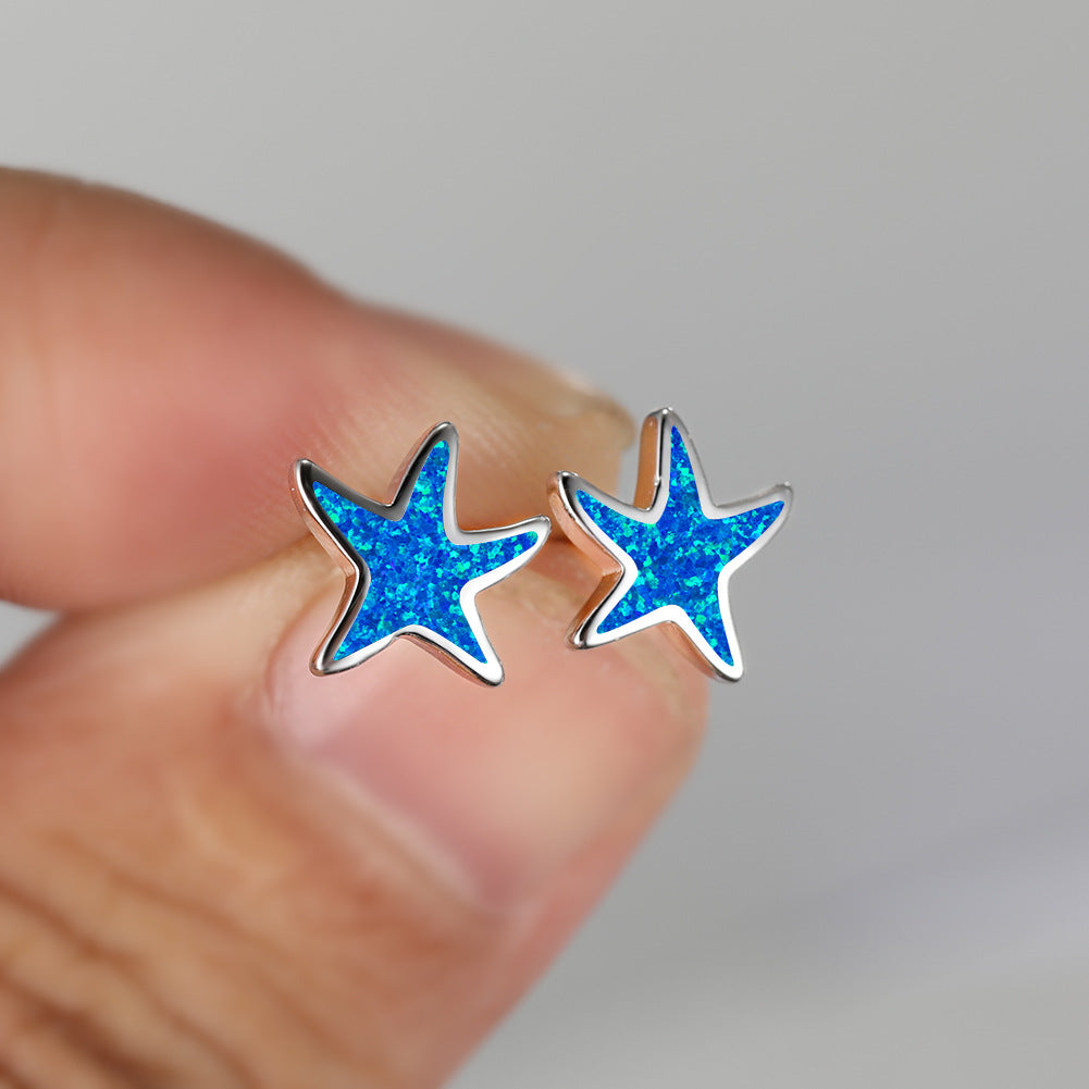 Blue Opal - Starfish Earrings for Women