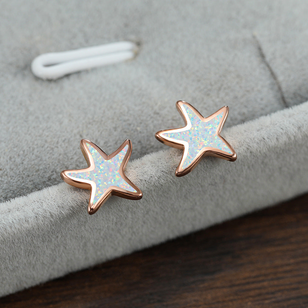 Blue Opal - Starfish Earrings for Women