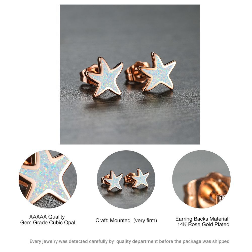 Blue Opal - Starfish Earrings for Women