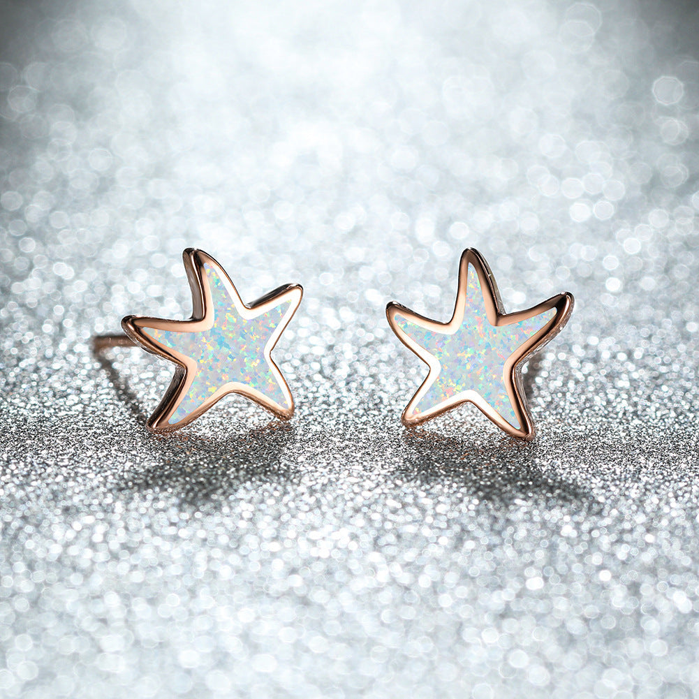 Blue Opal - Starfish Earrings for Women