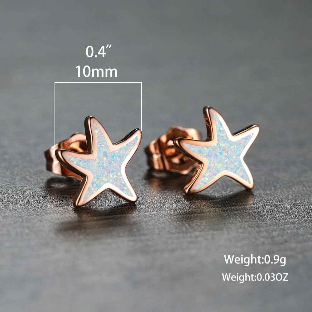 Blue Opal - Starfish Earrings for Women
