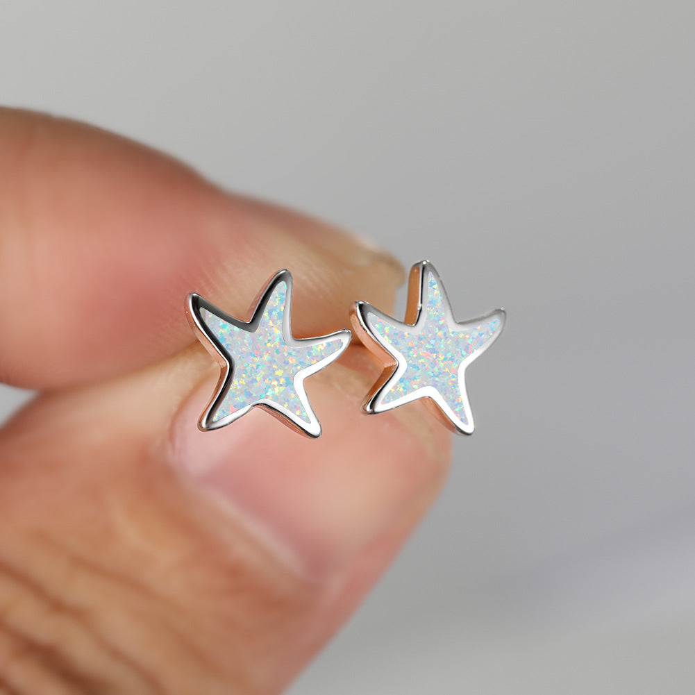 Blue Opal - Starfish Earrings for Women