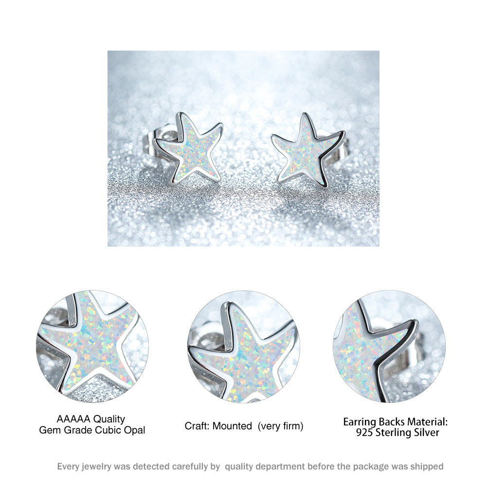 Blue Opal - Starfish Earrings for Women