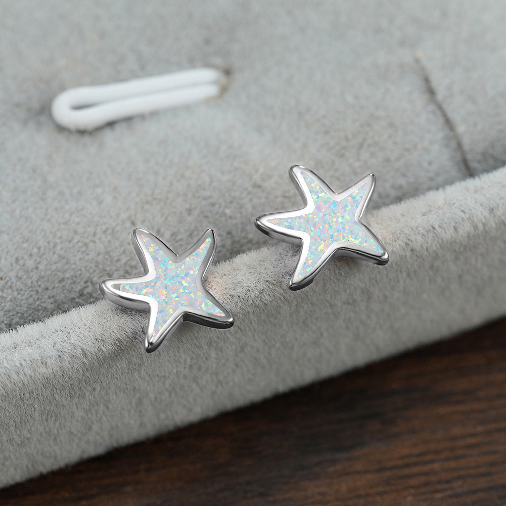 Blue Opal - Starfish Earrings for Women